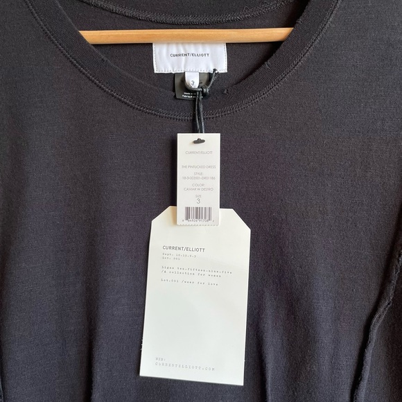 NWT Current/Elliott The Pintucked Dress Black Caviar Destro Size 3 Large - Picture 8 of 9